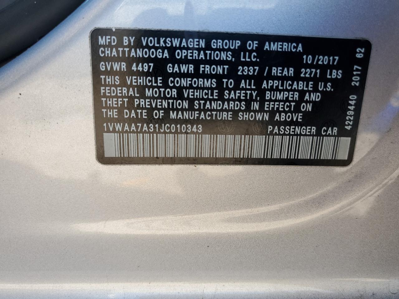 2018 VOLKSWAGEN Passat