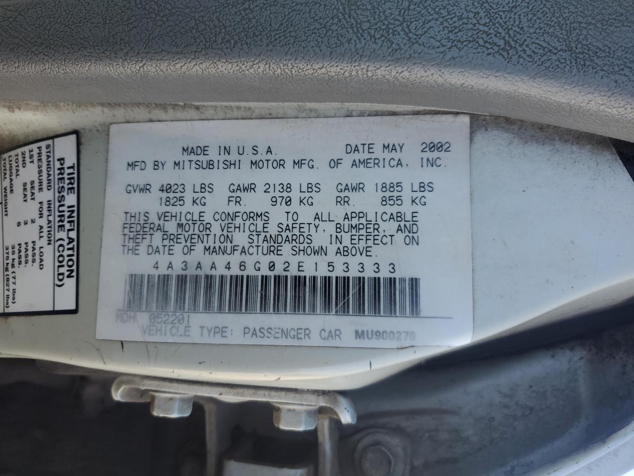 2002 MITSUBISHI Galant