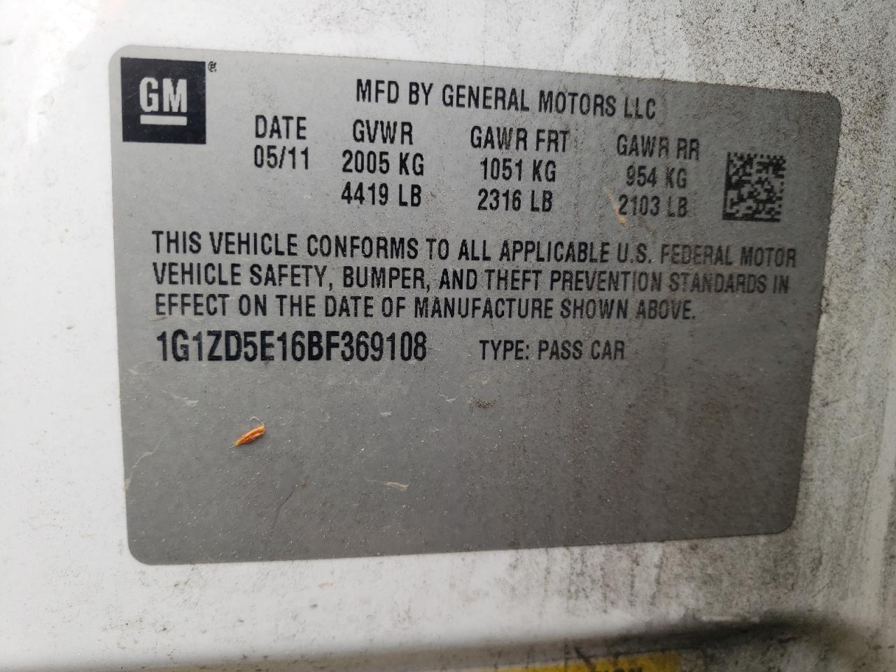 2011 CHEVROLET MALIBU