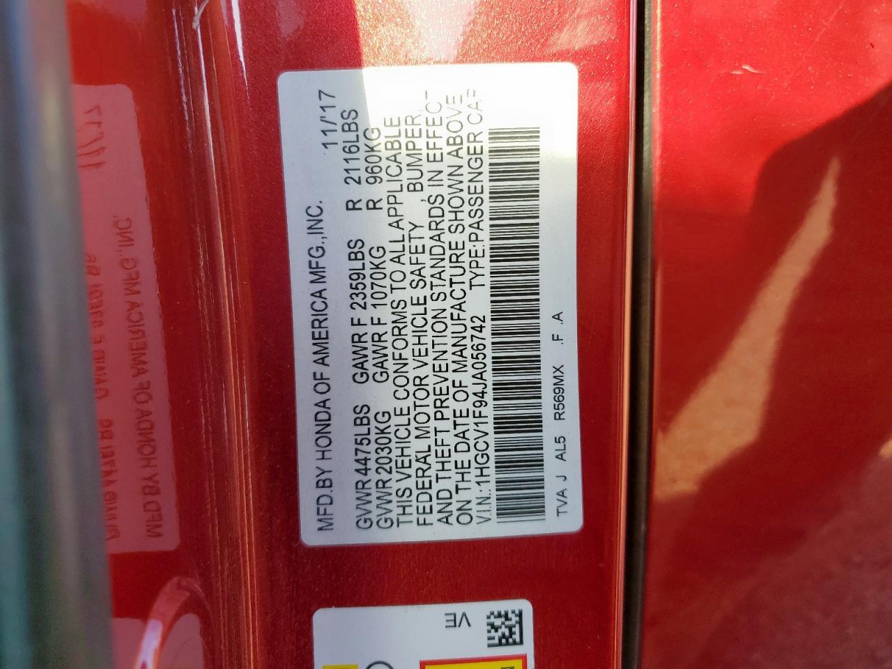 2018 HONDA ACCORD