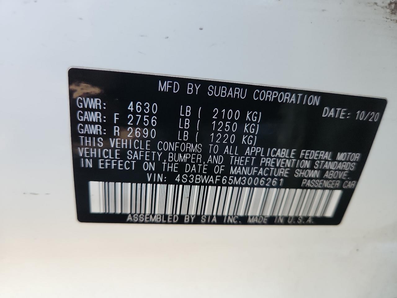 2021 SUBARU Legacy