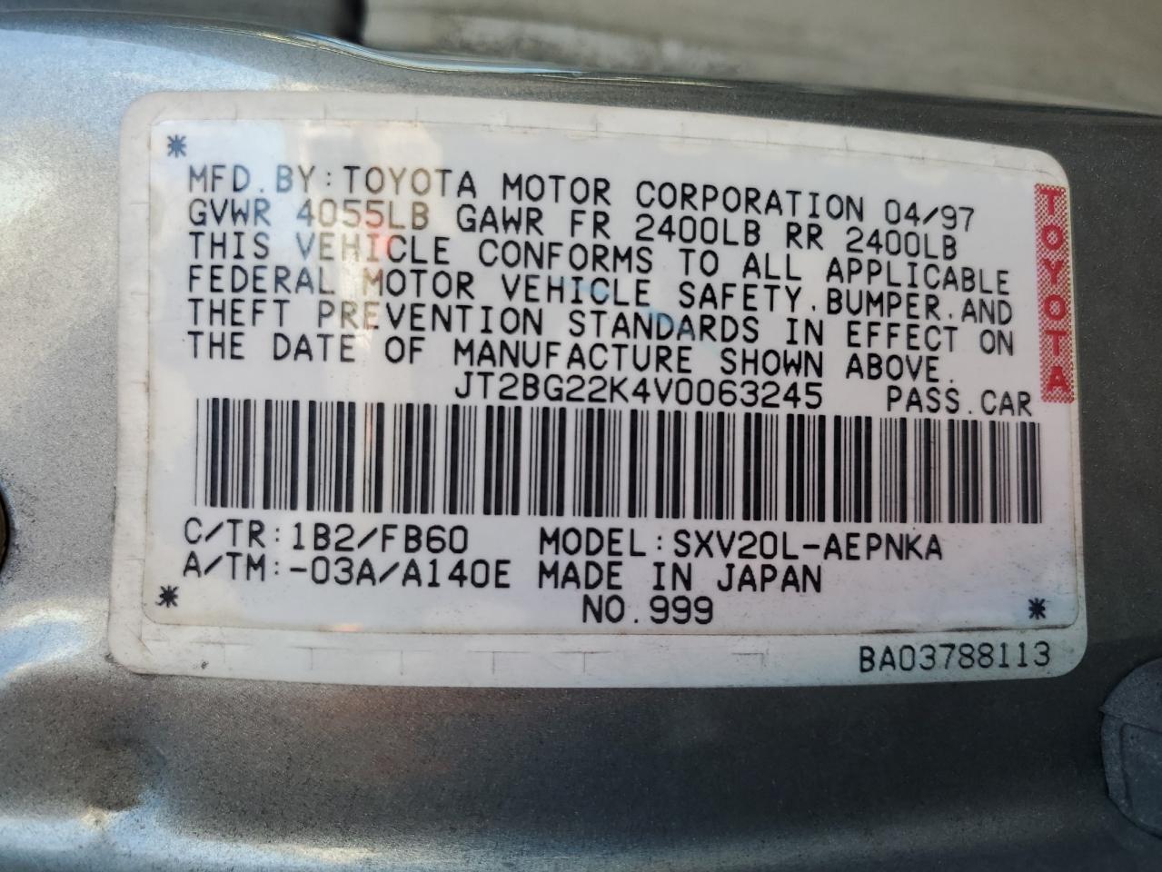 1997 TOYOTA CAMRY