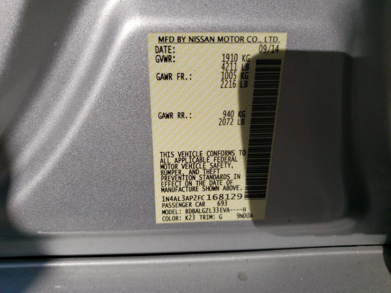 2015 NISSAN ALTIMA