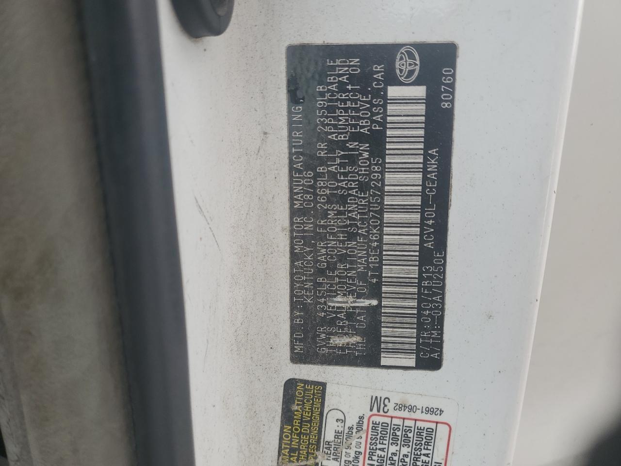 2007 TOYOTA CAMRY