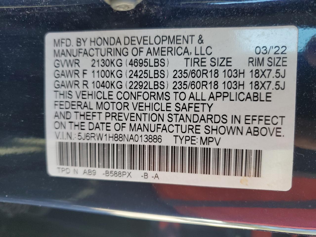 2022 HONDA CR-V