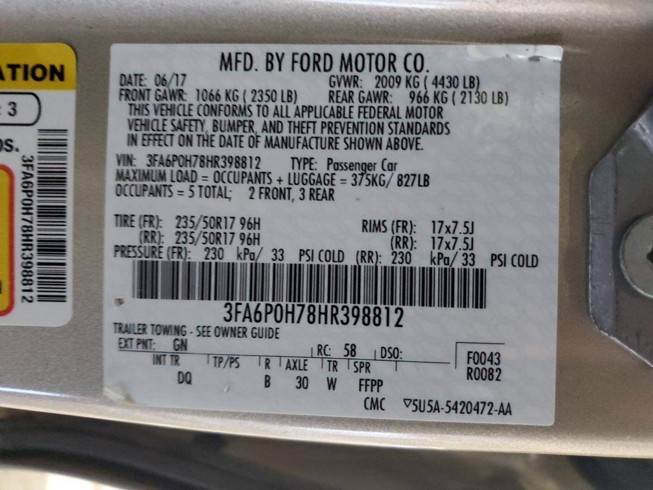 2017 FORD FUSION