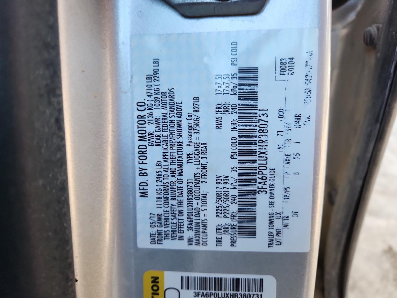 2017 FORD FUSION