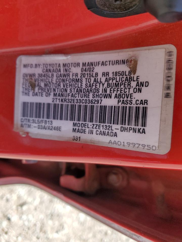 2003 TOYOTA COROLLA