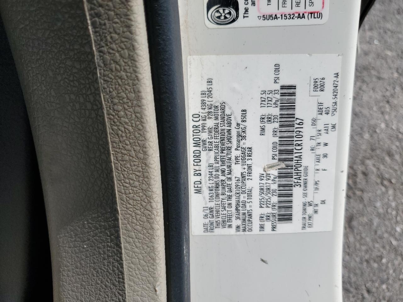 2012 FORD FUSION