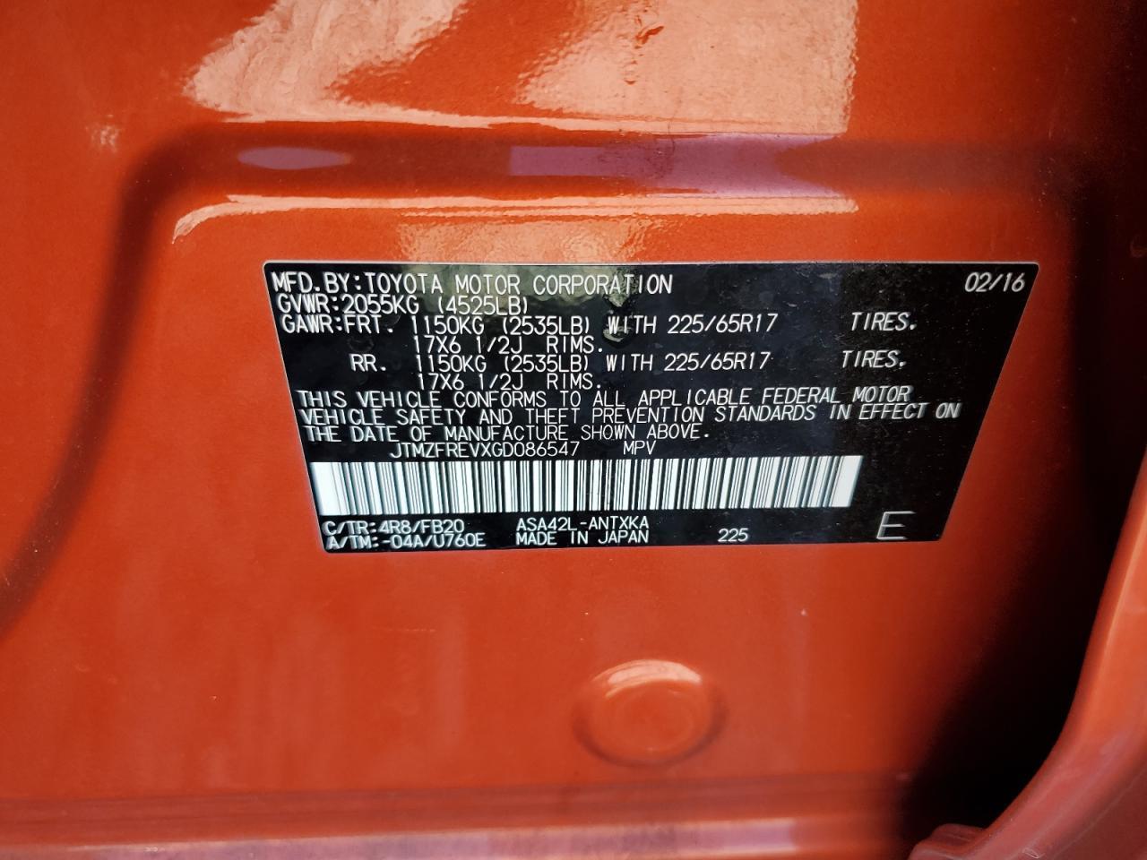 2016 TOYOTA RAV4
