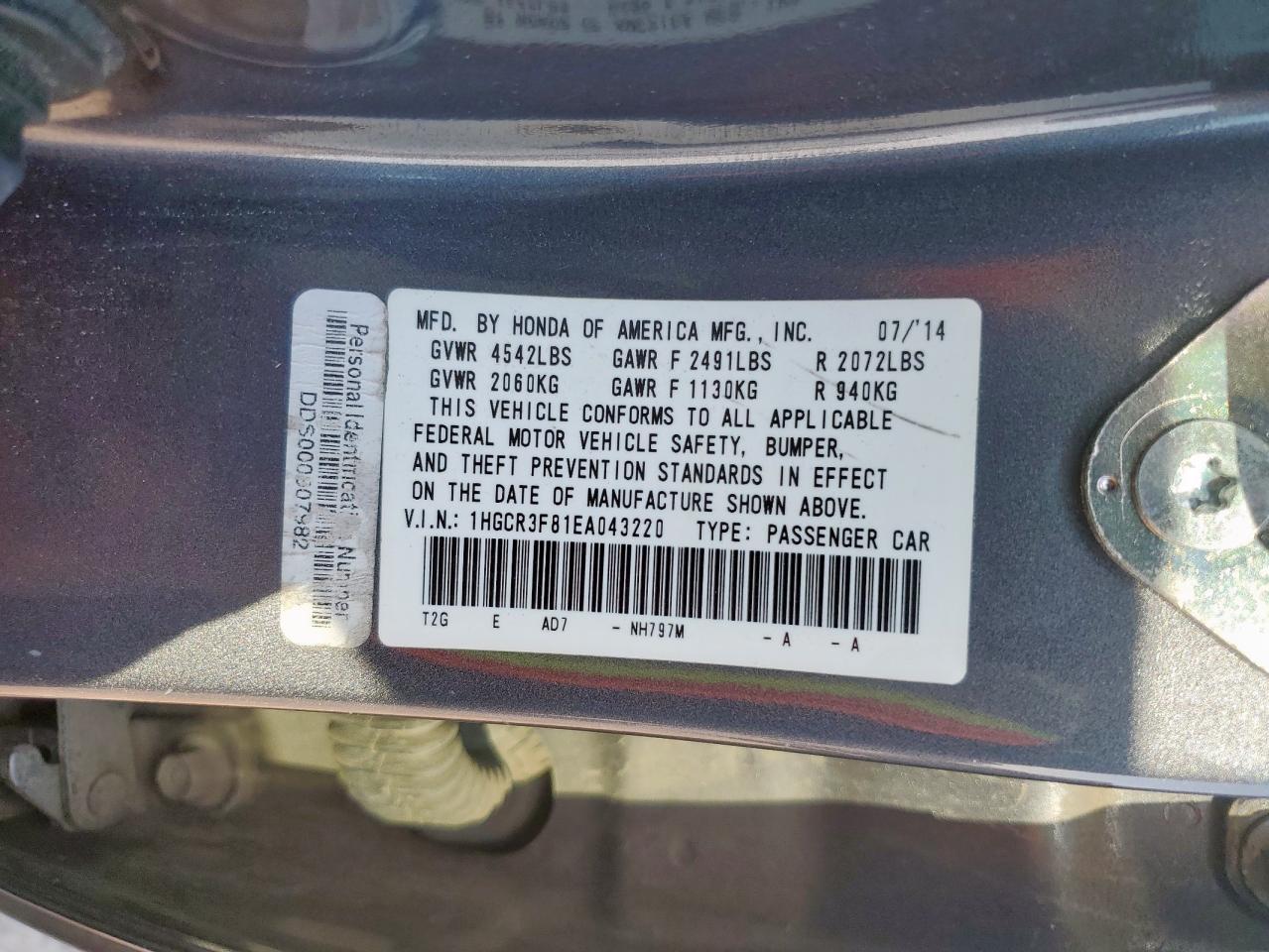 2014 HONDA ACCORD