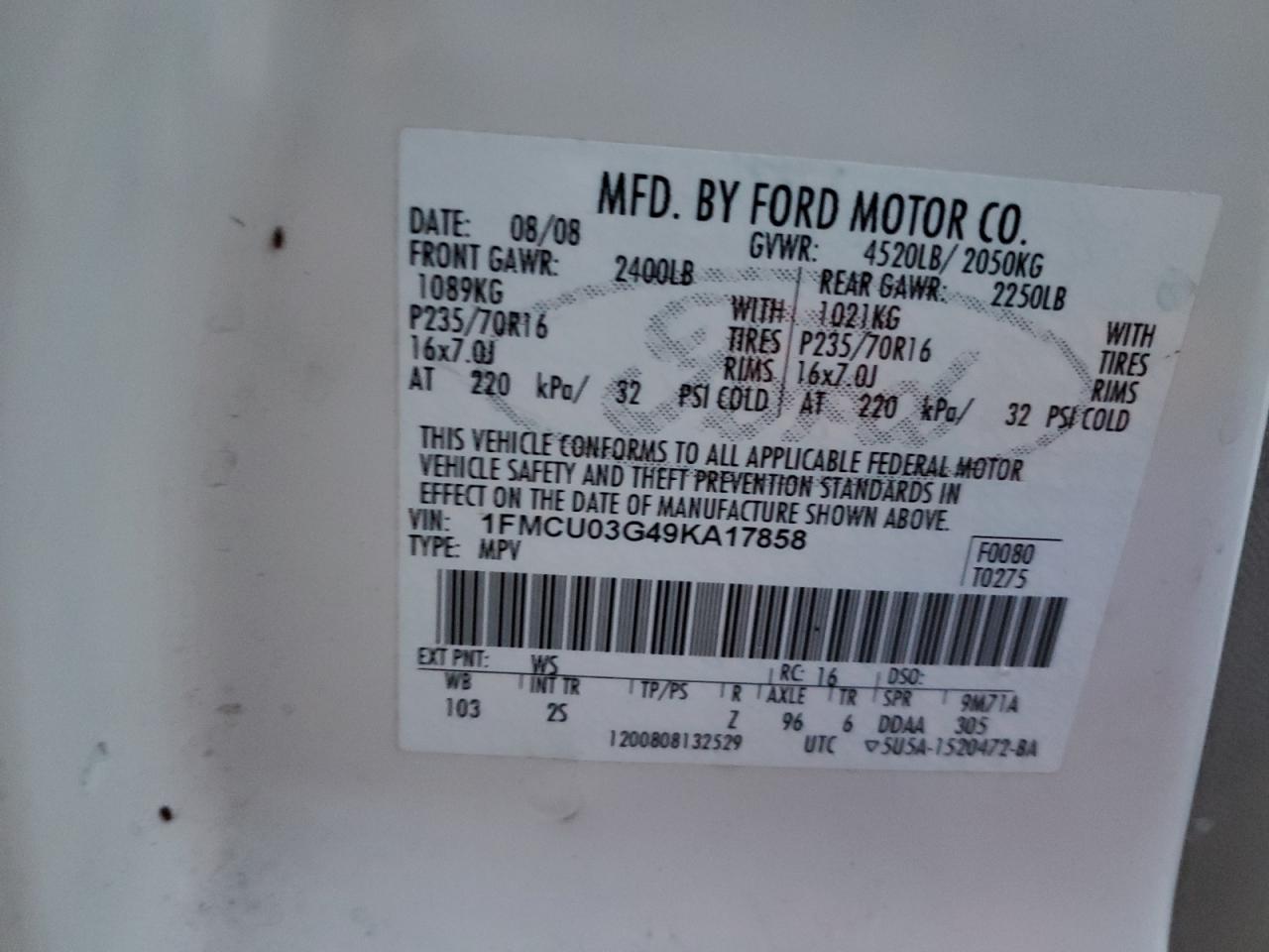 2009 FORD ESCAPE