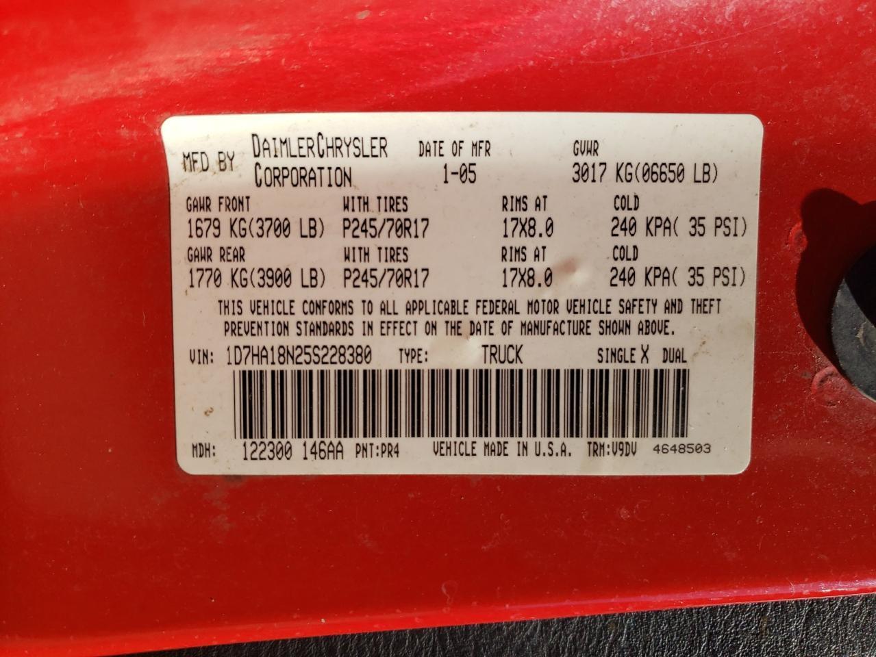 2005 DODGE RAM 1500