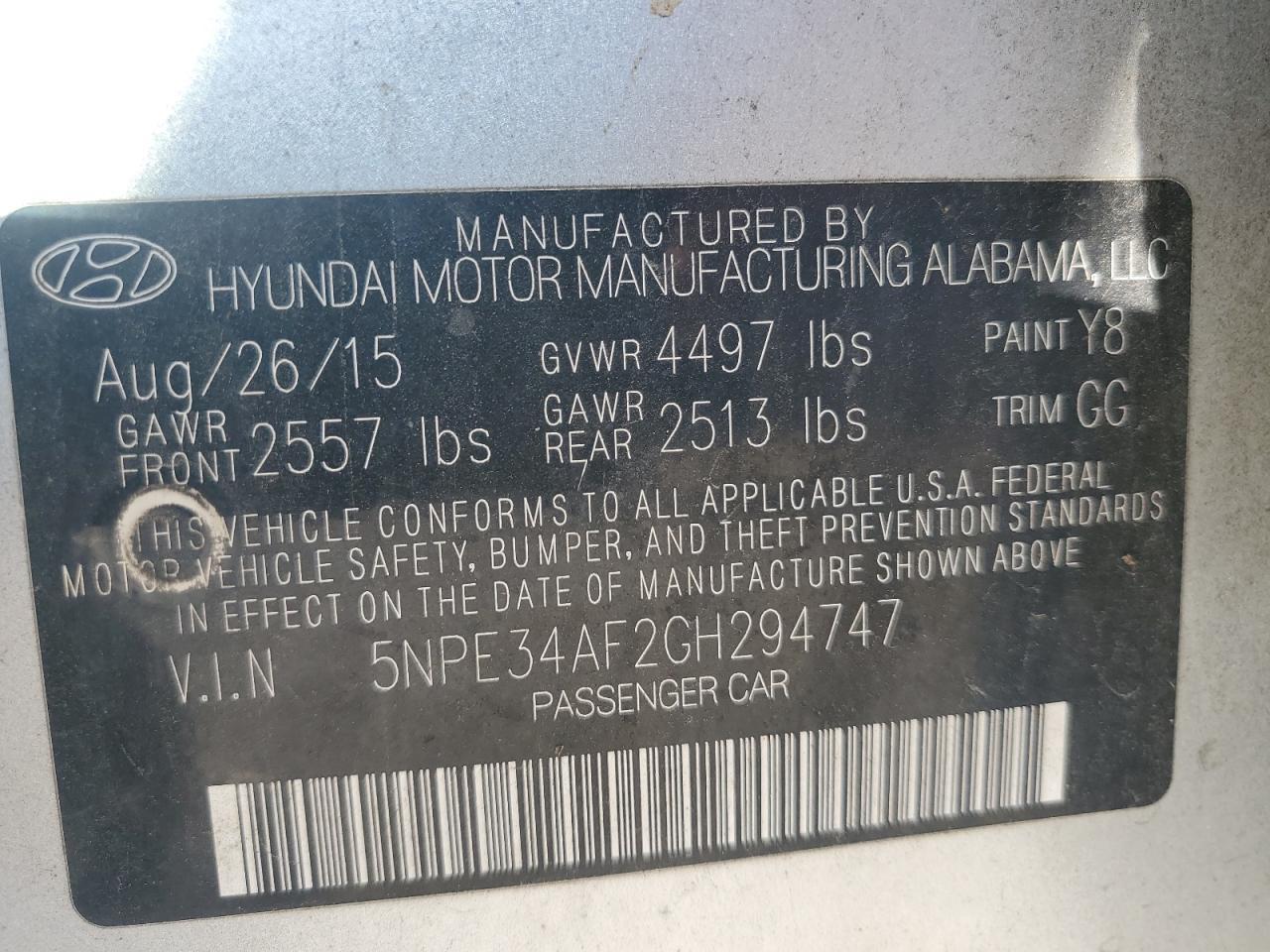 2016 HYUNDAI SONATA