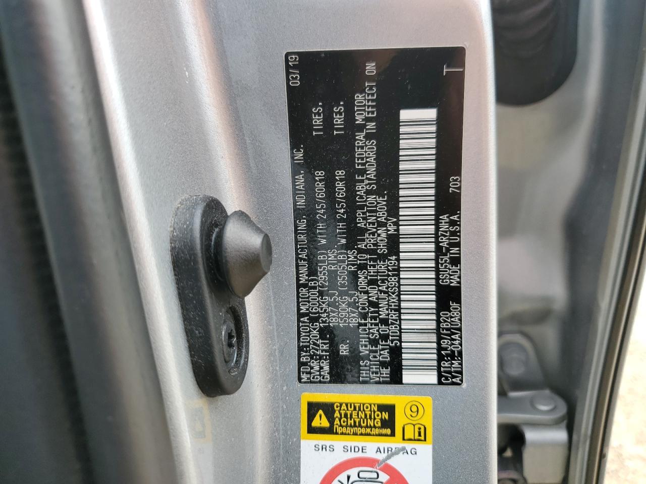 2019 TOYOTA HIGHLANDER