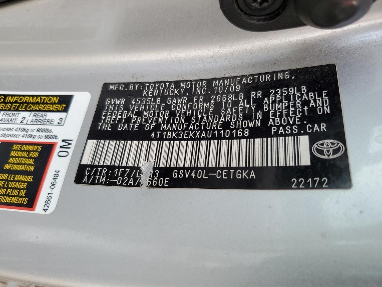 2010 TOYOTA CAMRY
