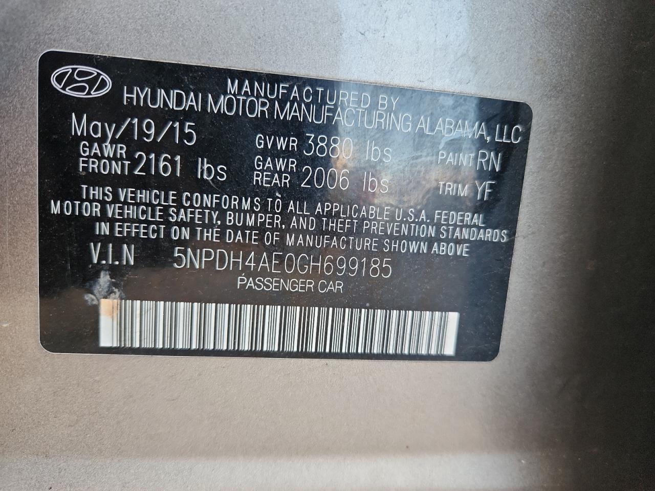 2016 HYUNDAI ELANTRA