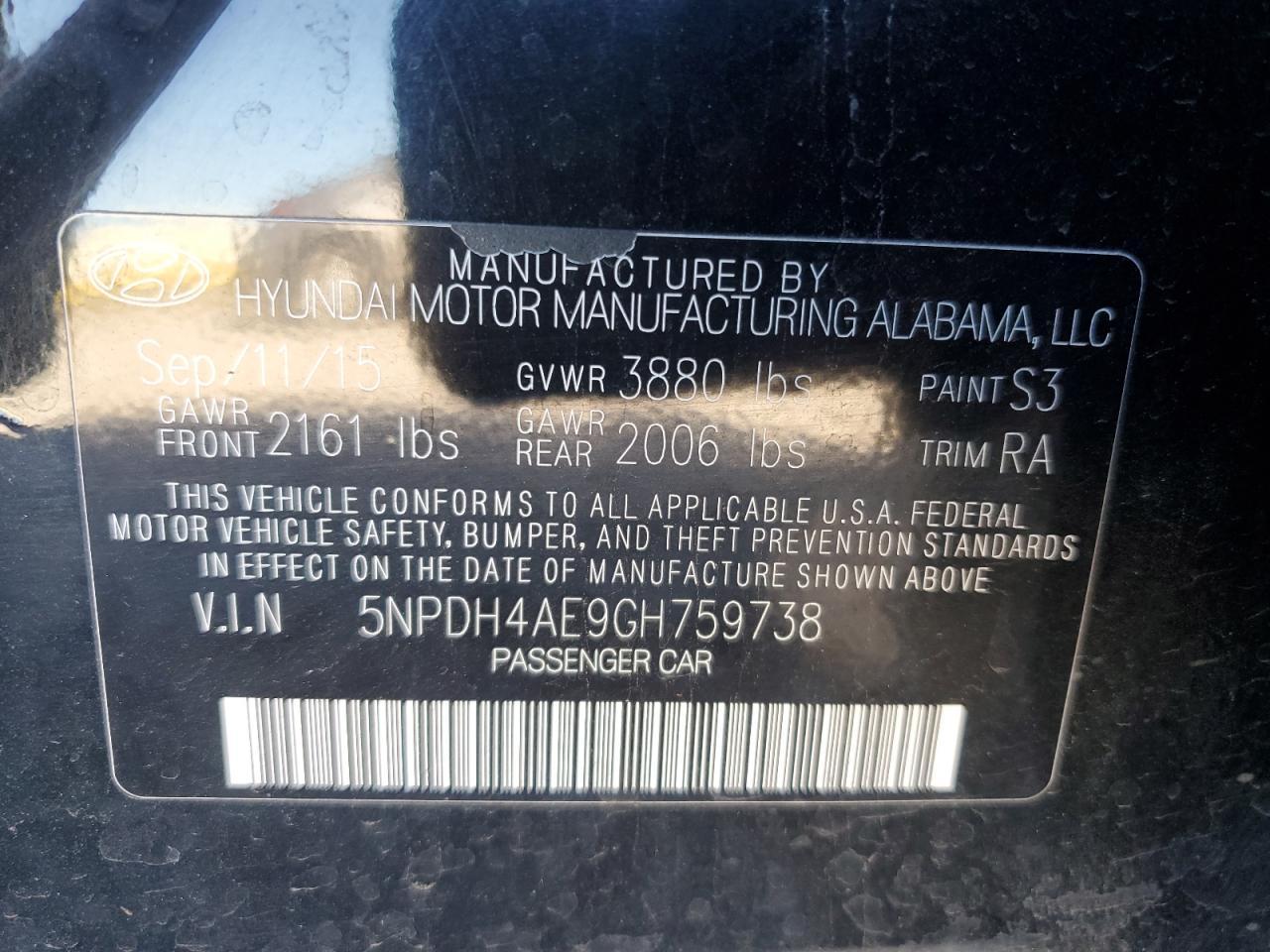 2016 HYUNDAI ELANTRA