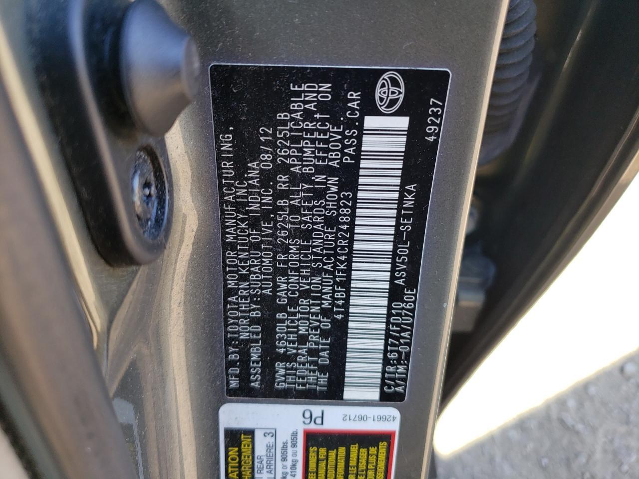 2012 TOYOTA CAMRY