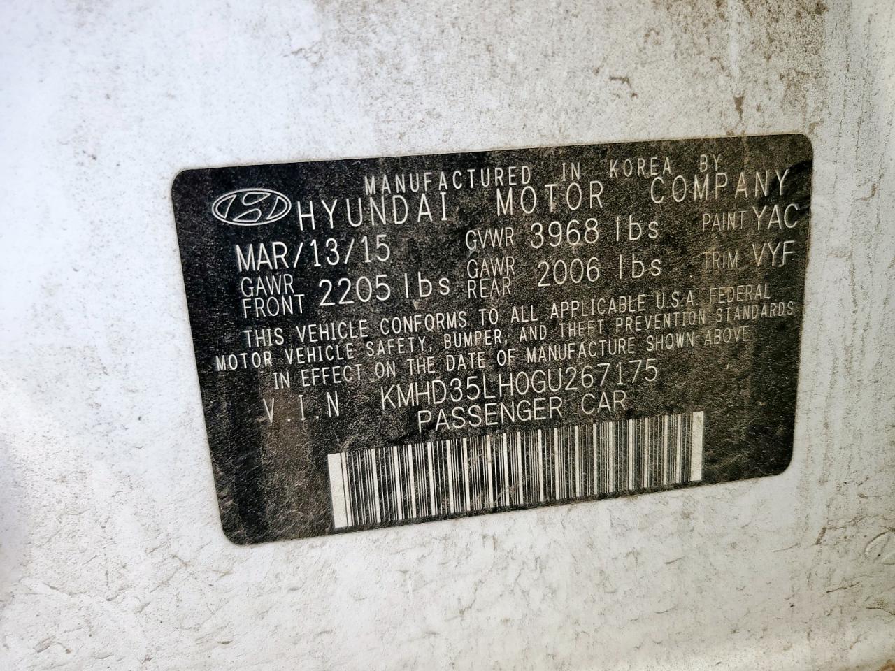 2016 HYUNDAI ELANTRA