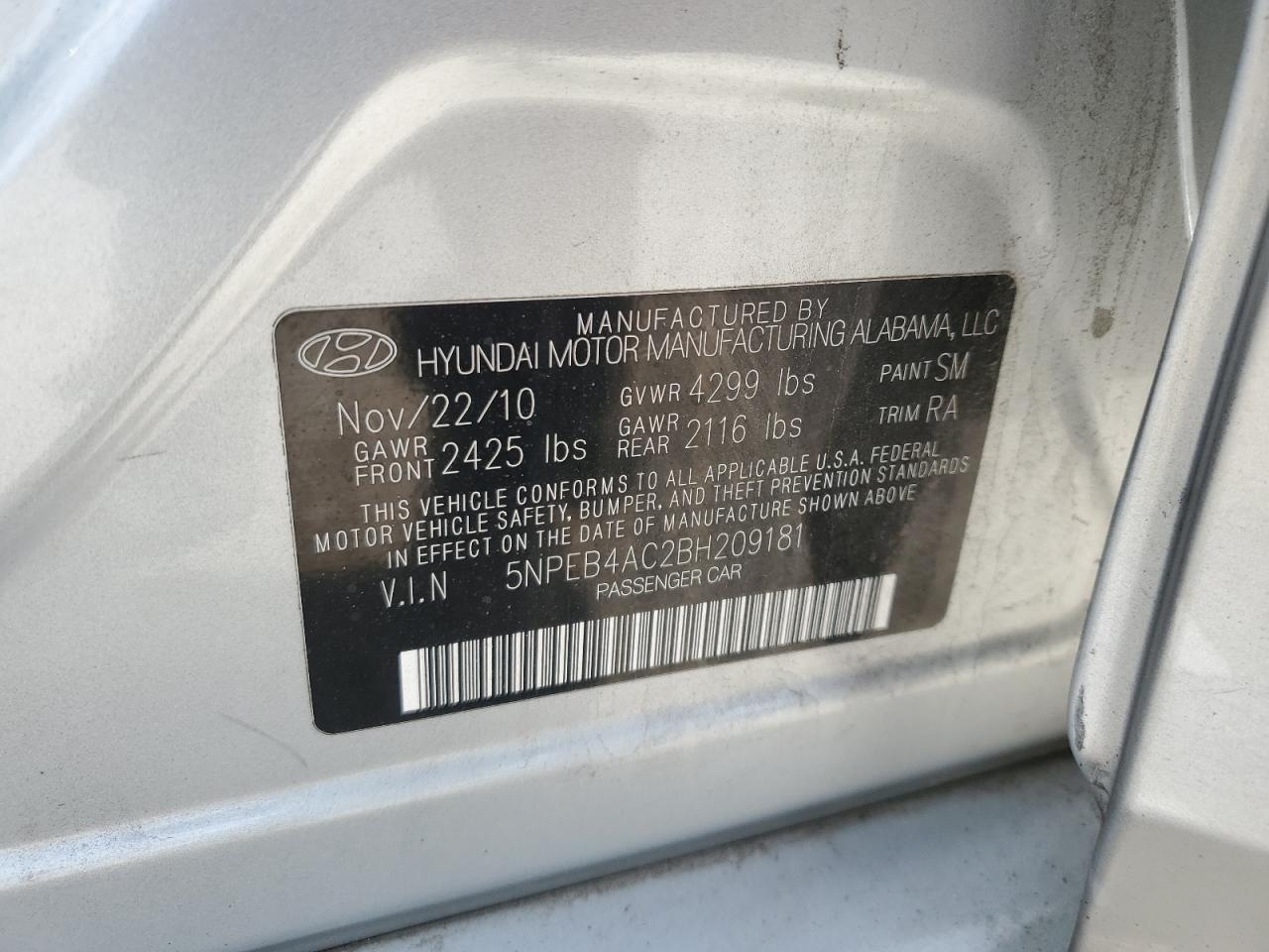 2011 HYUNDAI SONATA
