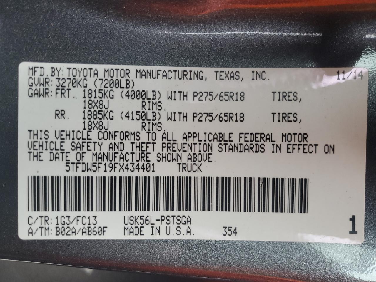 2015 TOYOTA TUNDRA