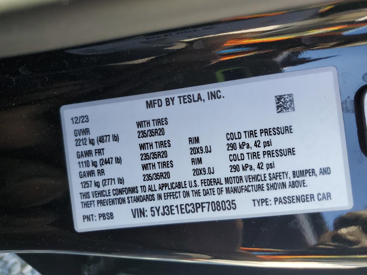 2023 TESLA MODEL 3