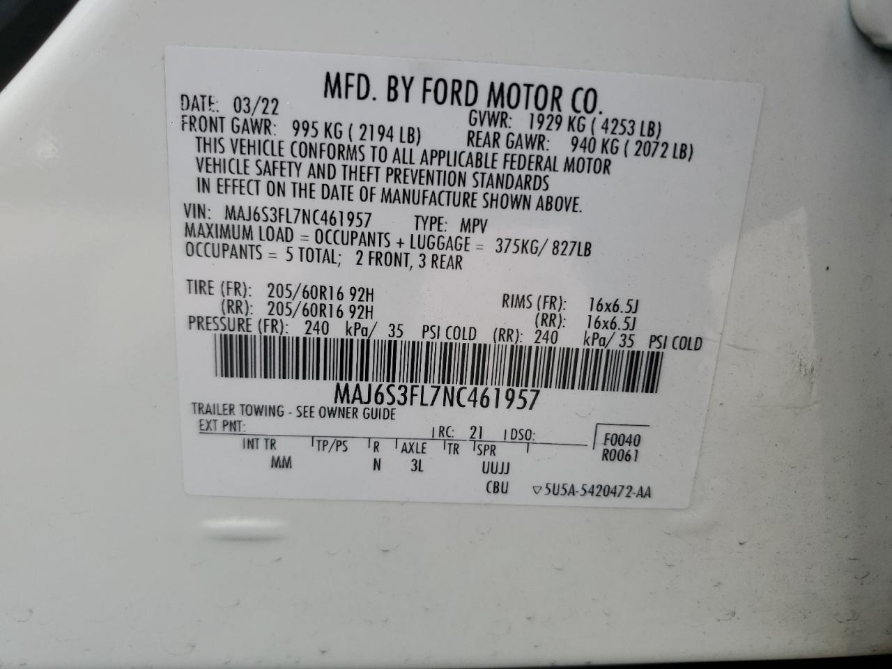 2022 FORD EcoSport