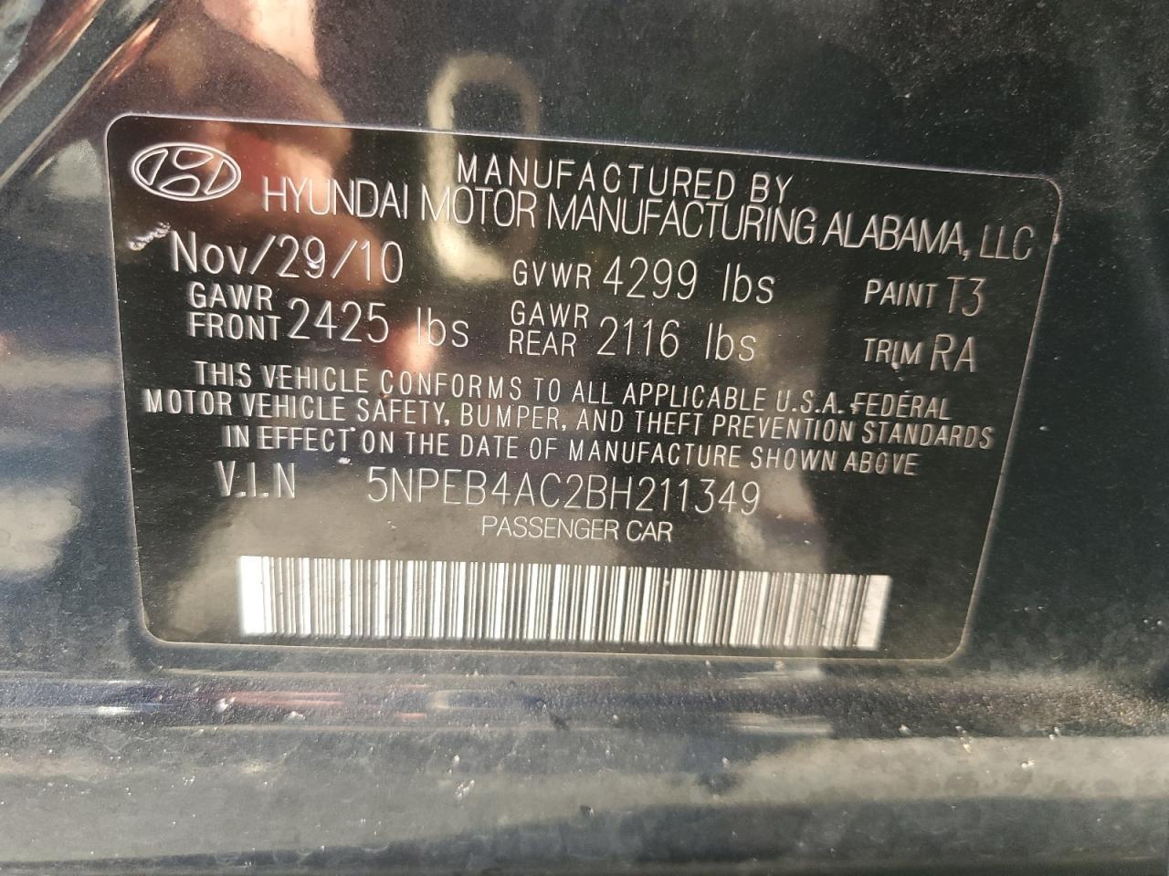2011 HYUNDAI SONATA
