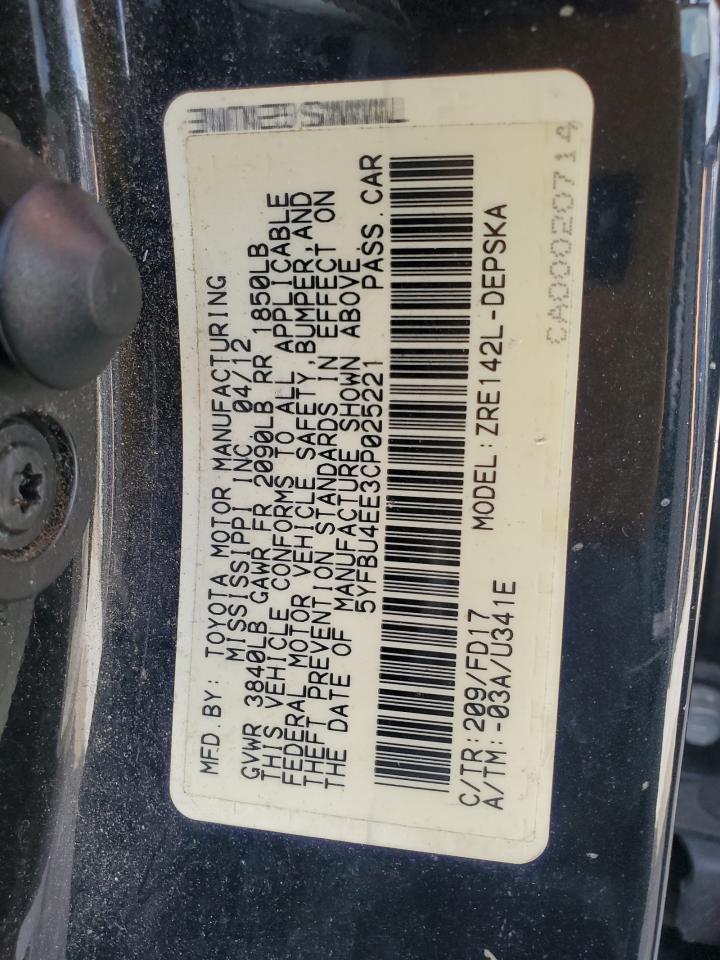 2012 TOYOTA COROLLA