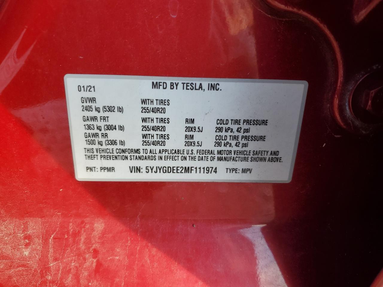 2021 TESLA MODEL Y