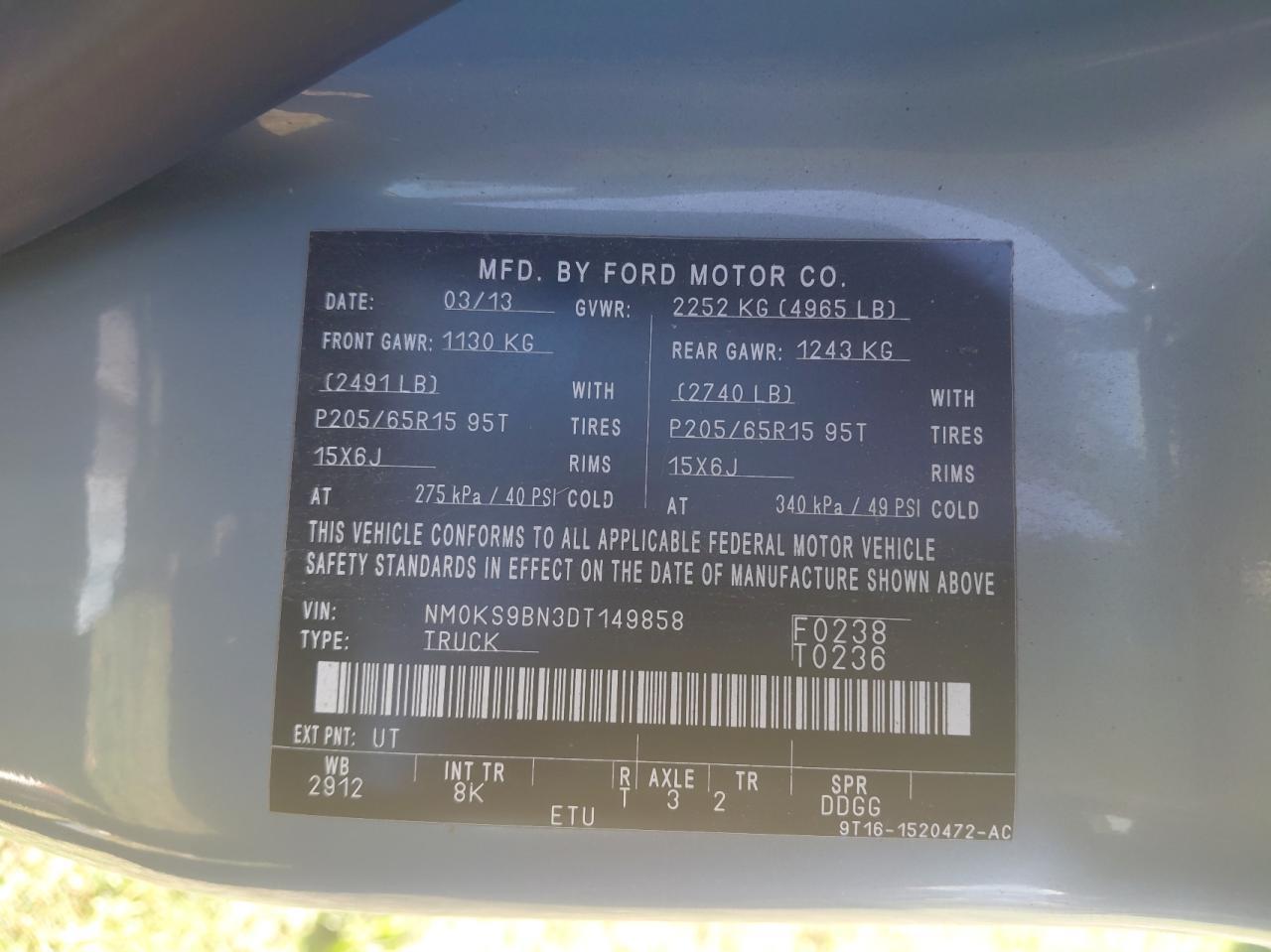 2013 FORD TRANSIT CONNECT