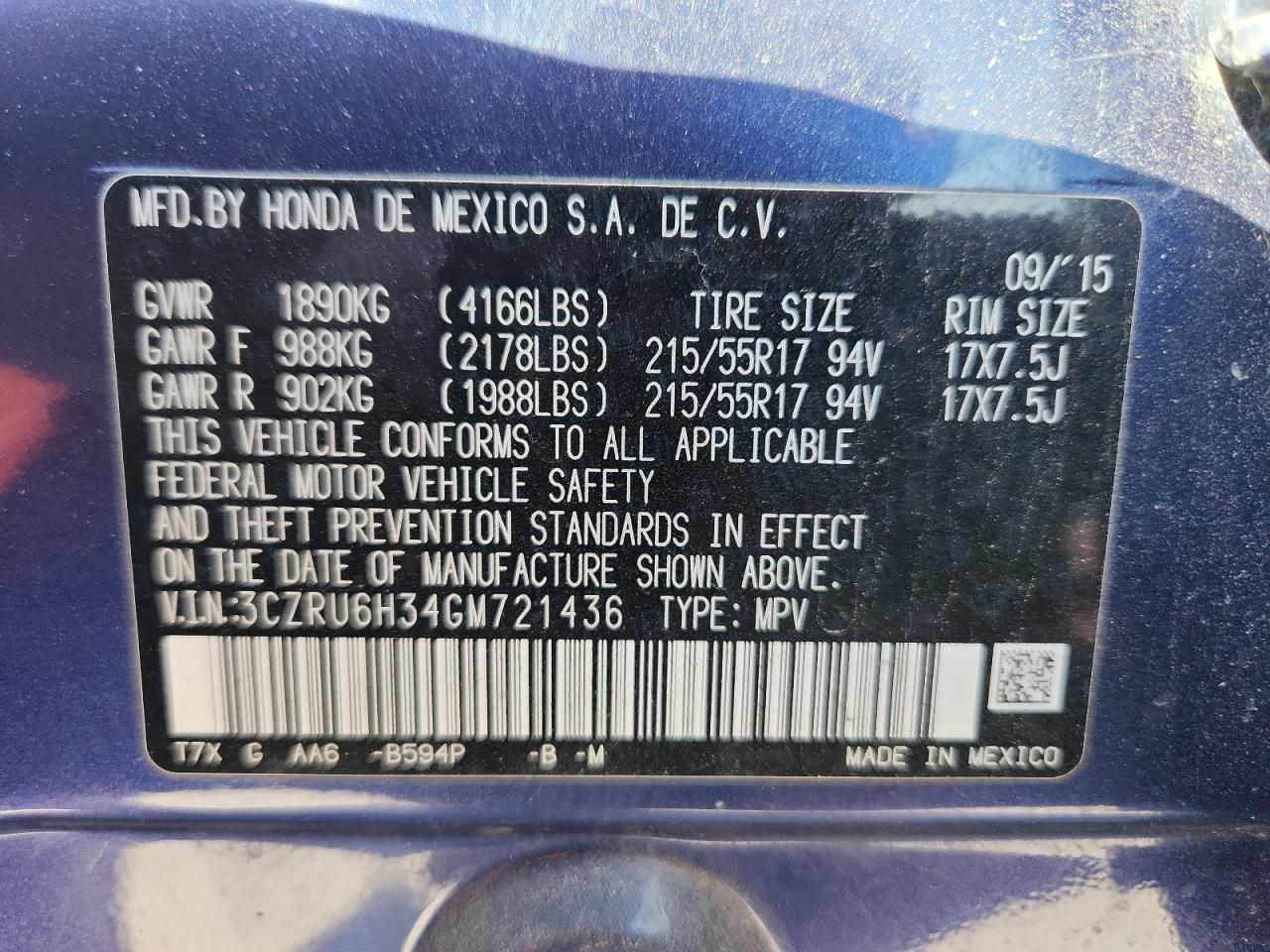 2016 HONDA HR-V