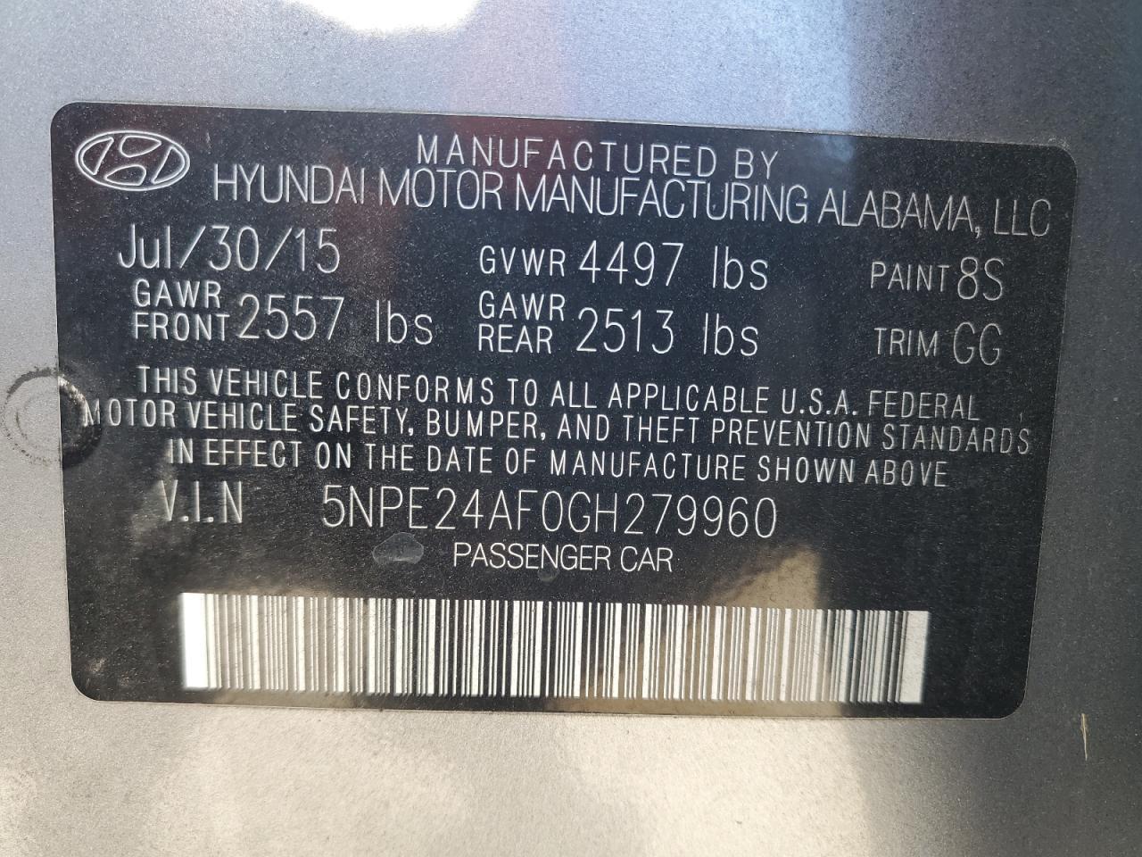 2016 HYUNDAI SONATA