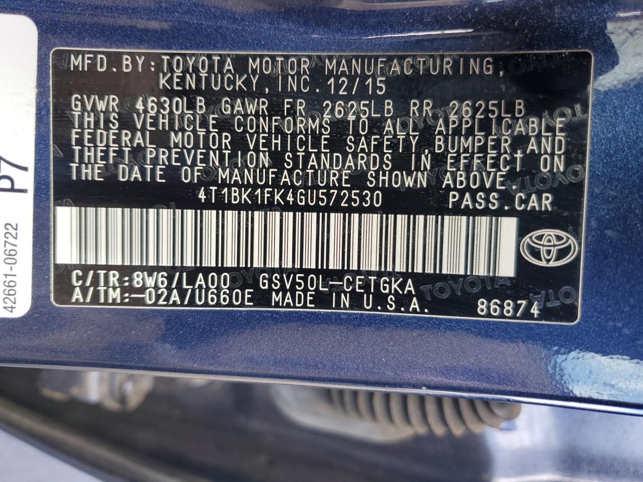 2016 TOYOTA CAMRY