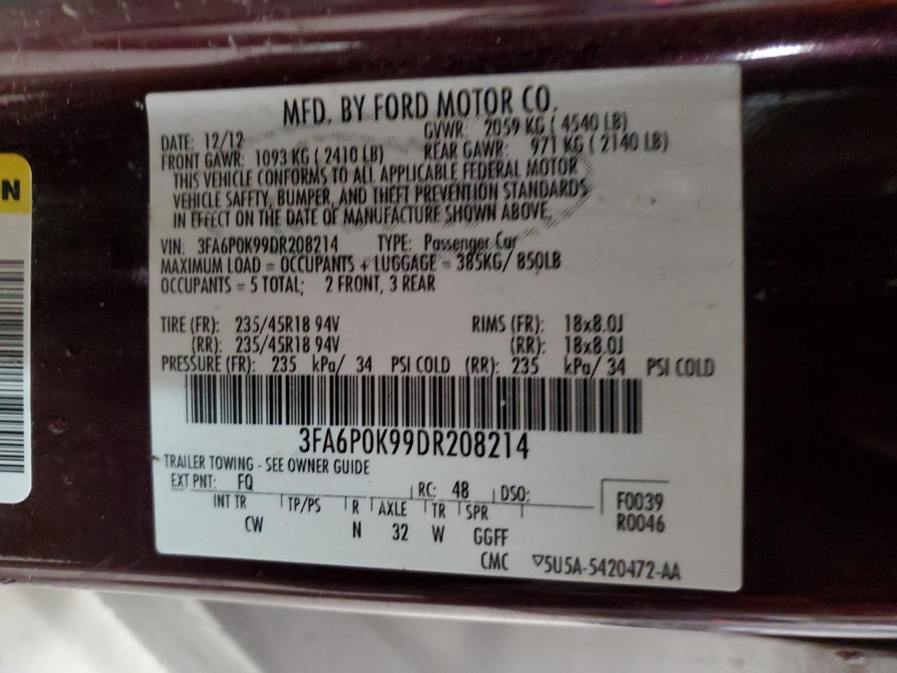 2013 FORD FUSION