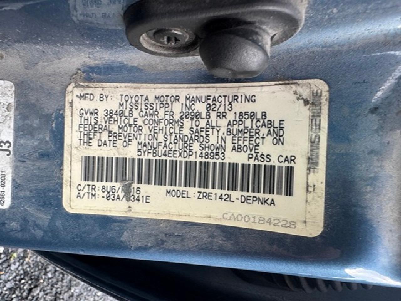 2013 TOYOTA COROLLA