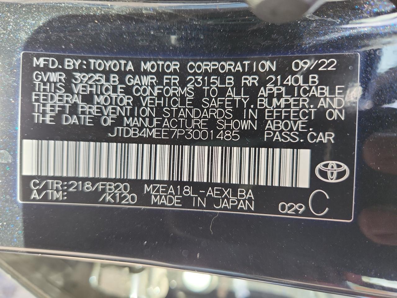 2023 TOYOTA COROLLA