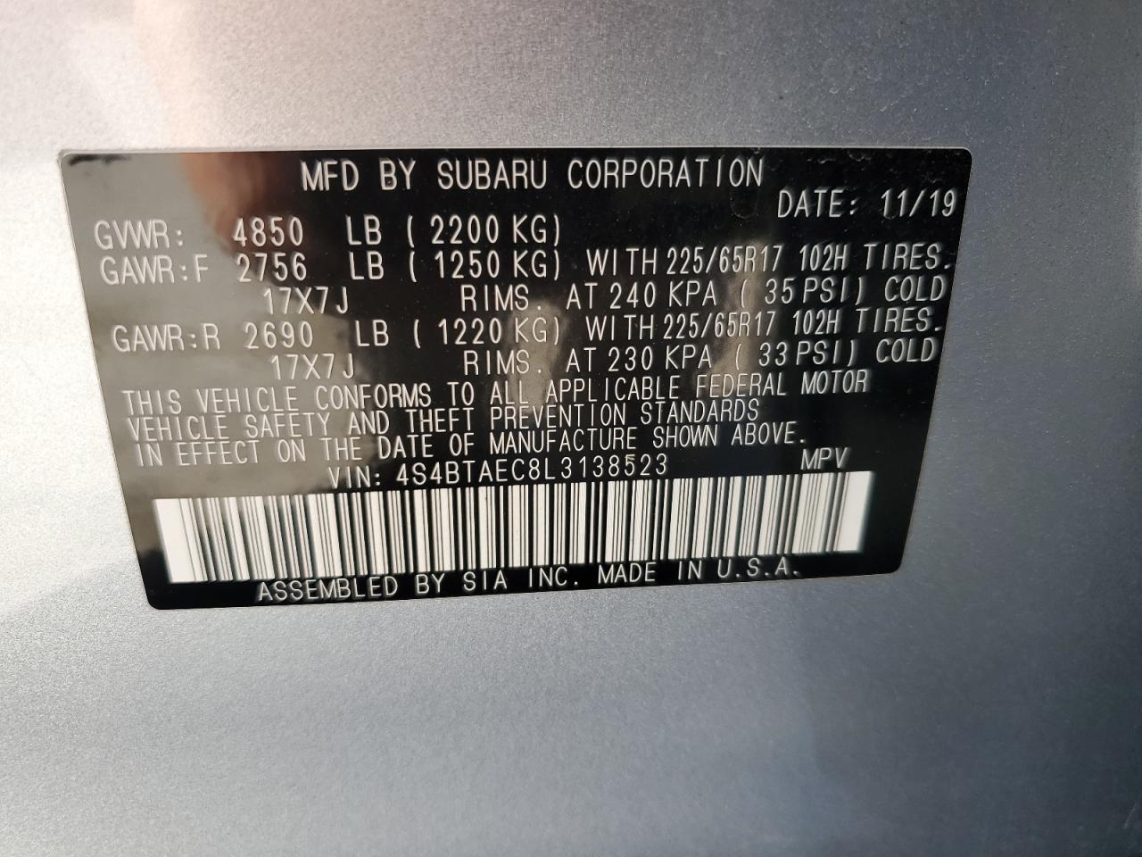 2020 SUBARU Outback