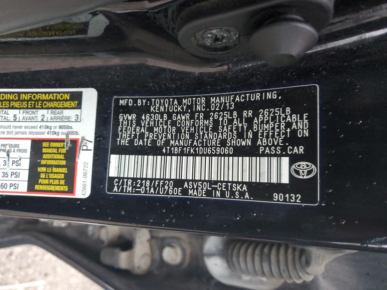 2013 TOYOTA CAMRY