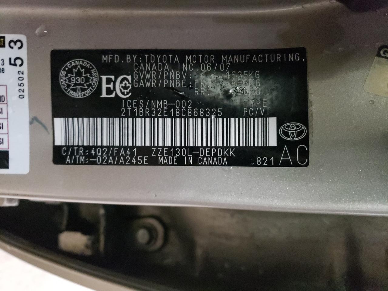 2008 TOYOTA COROLLA