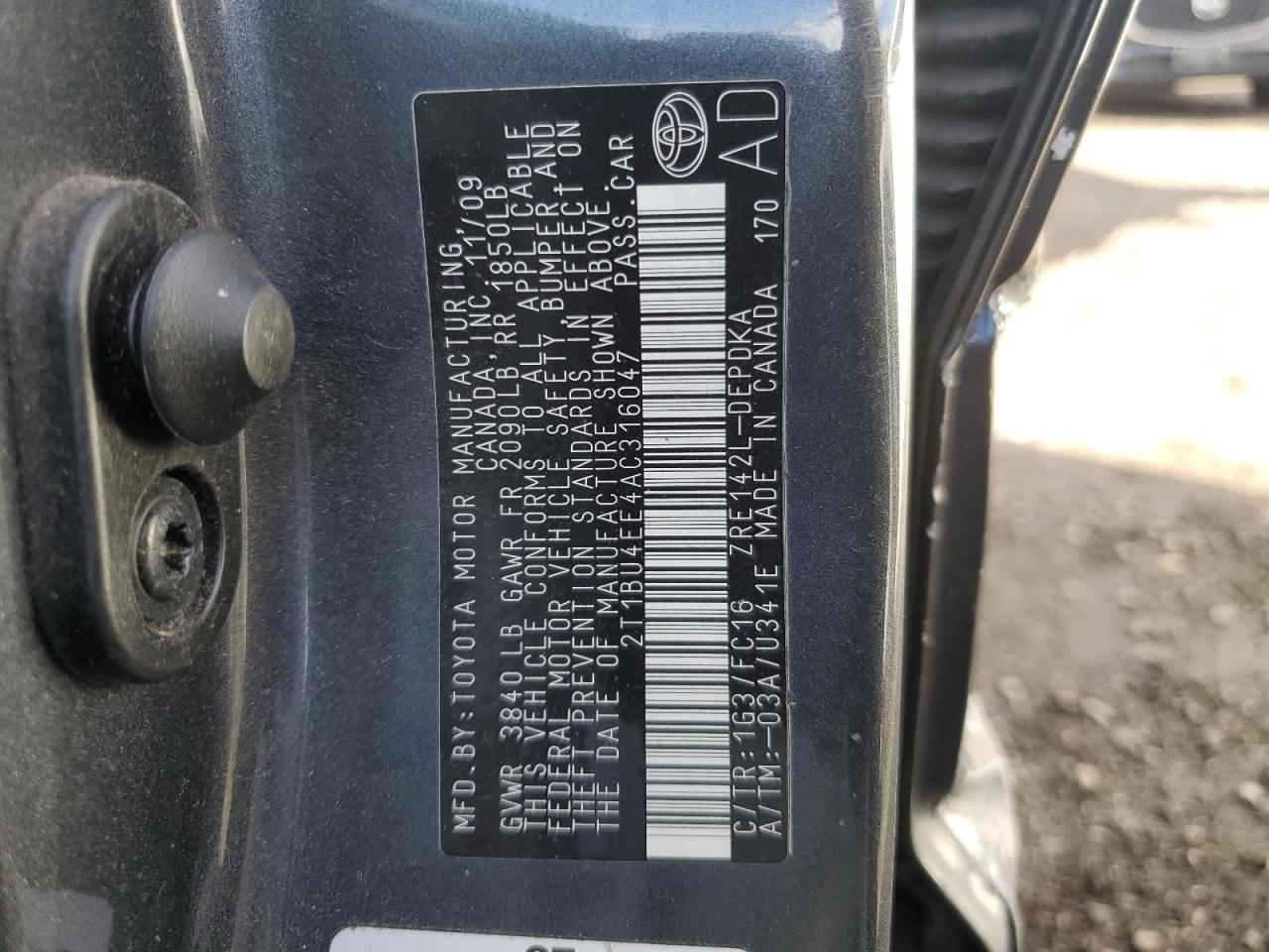2010 TOYOTA COROLLA