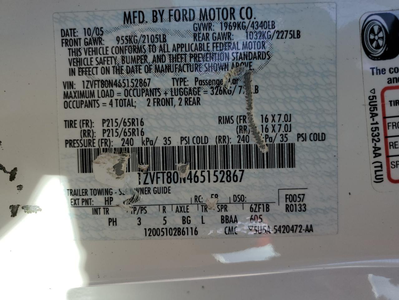 2006 FORD MUSTANG