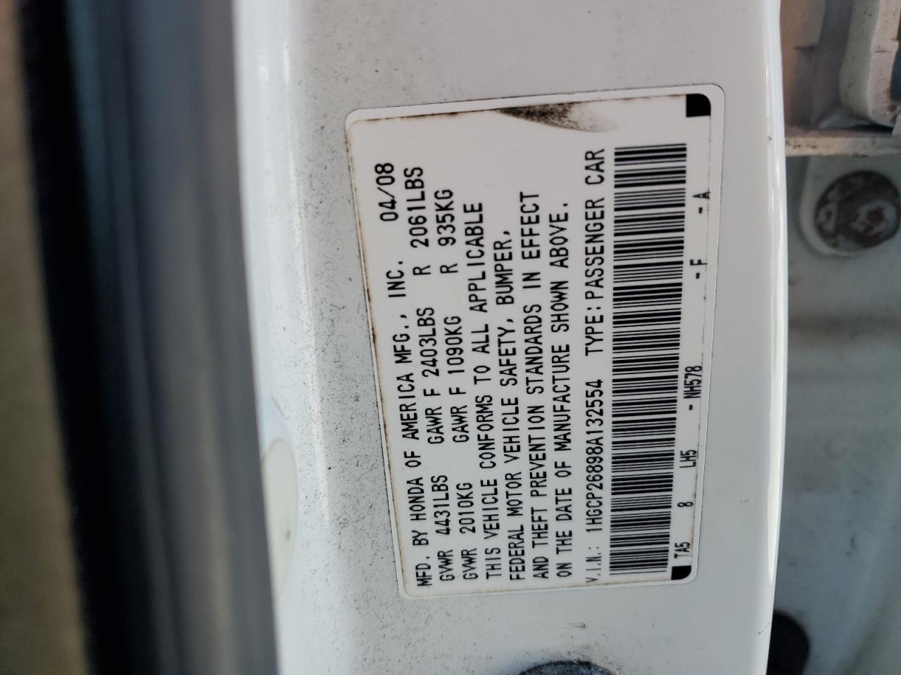 2008 HONDA ACCORD
