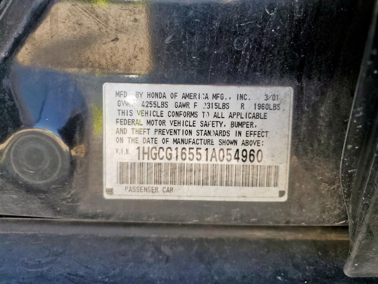 2001 HONDA ACCORD