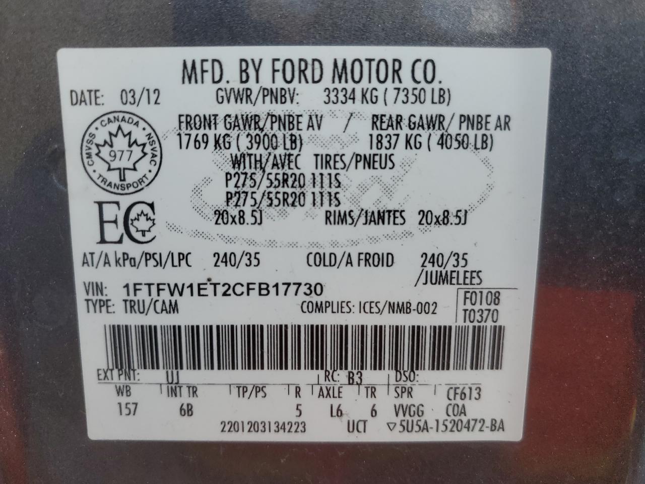 2012 FORD F-150