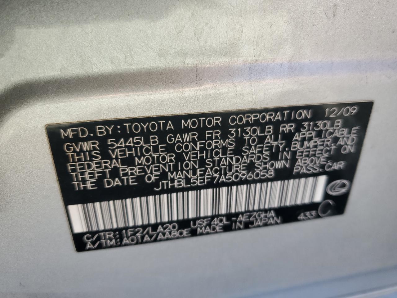 2010 LEXUS LS 460