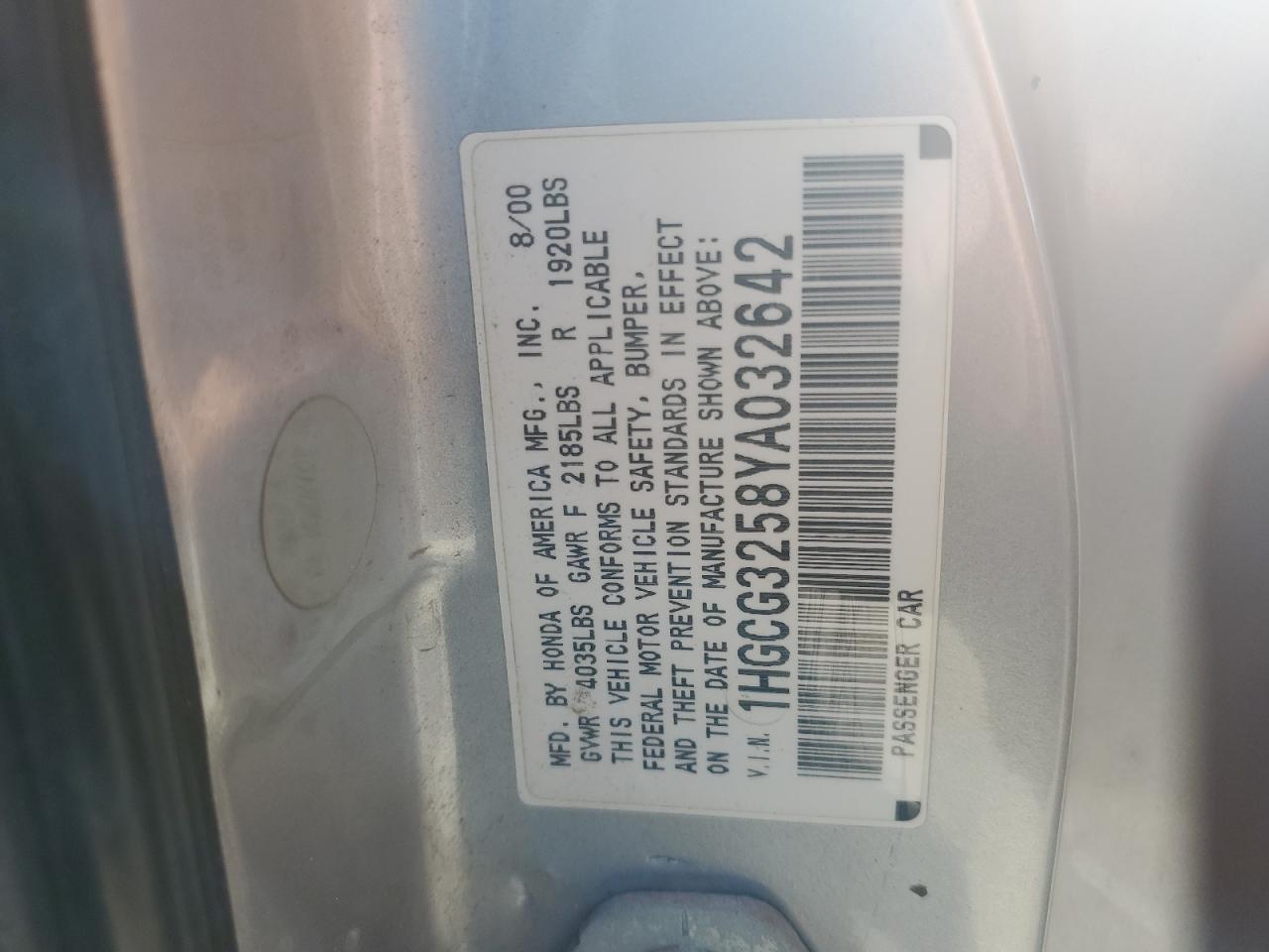 2000 HONDA ACCORD