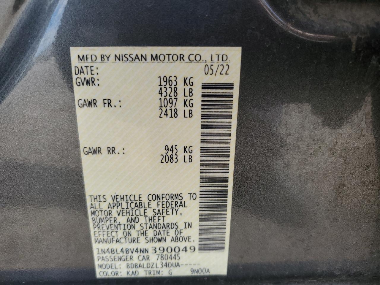 2022 NISSAN ALTIMA