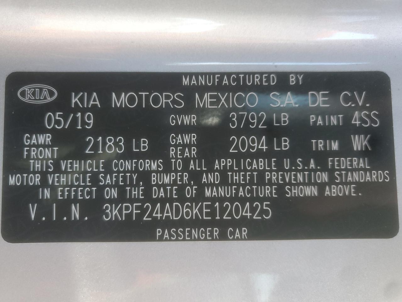 2019 KIA FORTE